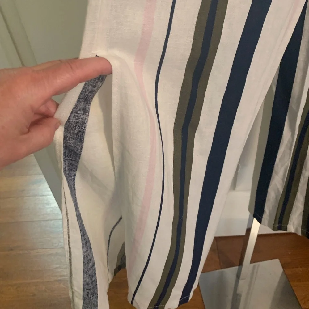 Rewash Striped Paper Bag Wide Leg Pants - Picture 3 of 7